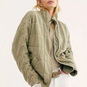 Free People Olive Green Quilted Jacket